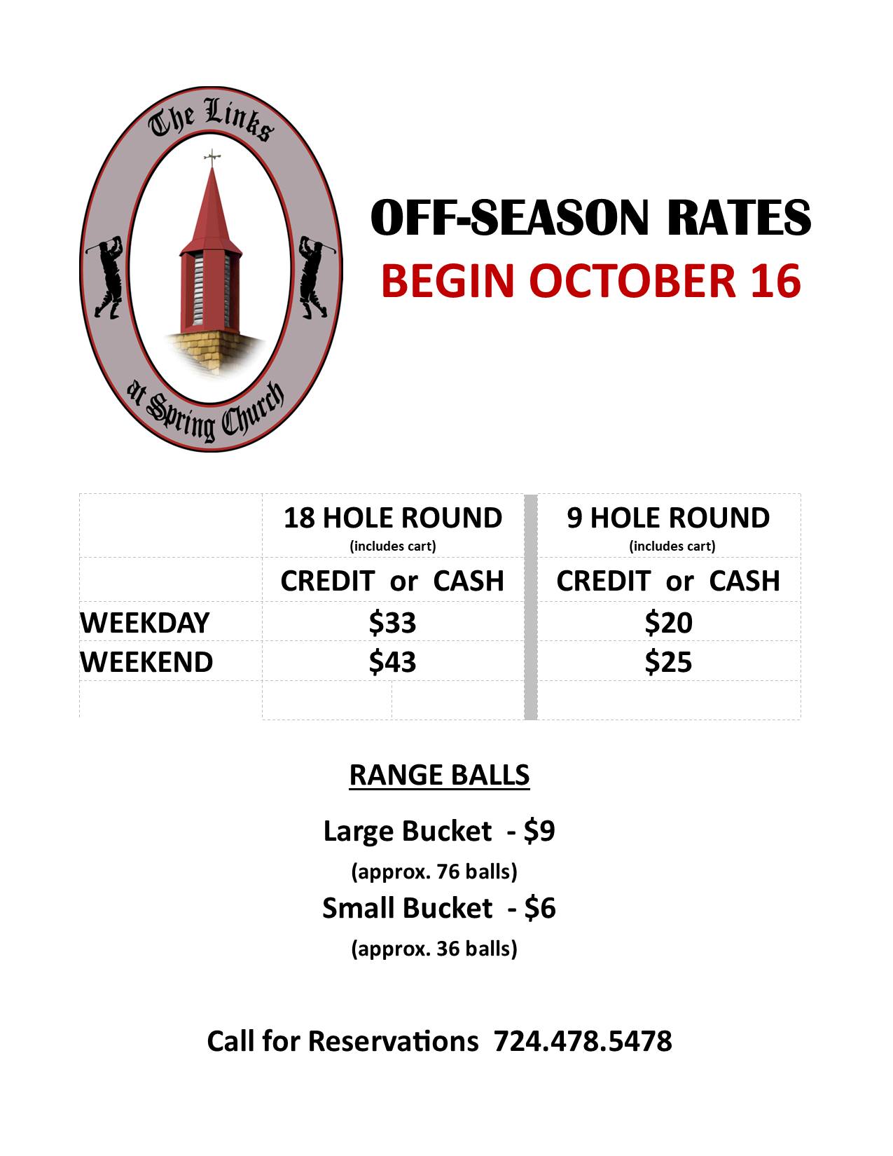 OFF SEASON RATES